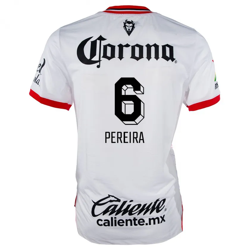 Danxen Kvinnor Federico Pereira #6 Vit Röd Bortatröja Matchtröjor 2024/25 Tröjor T-Tröja