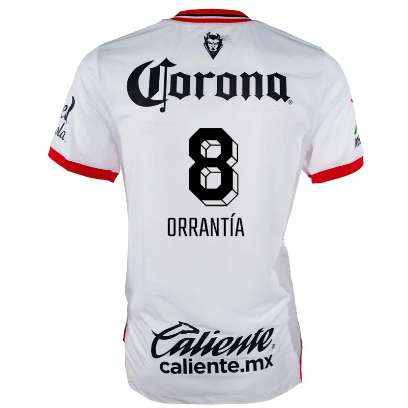 Danxen Kvinnor Carlos Orrantía #8 Vit Röd Bortatröja Matchtröjor 2024/25 Tröjor T-Tröja