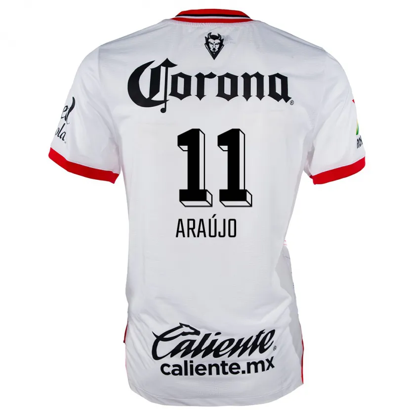 Danxen Kvinnor Maximiliano Araújo #11 Vit Röd Bortatröja Matchtröjor 2024/25 Tröjor T-Tröja