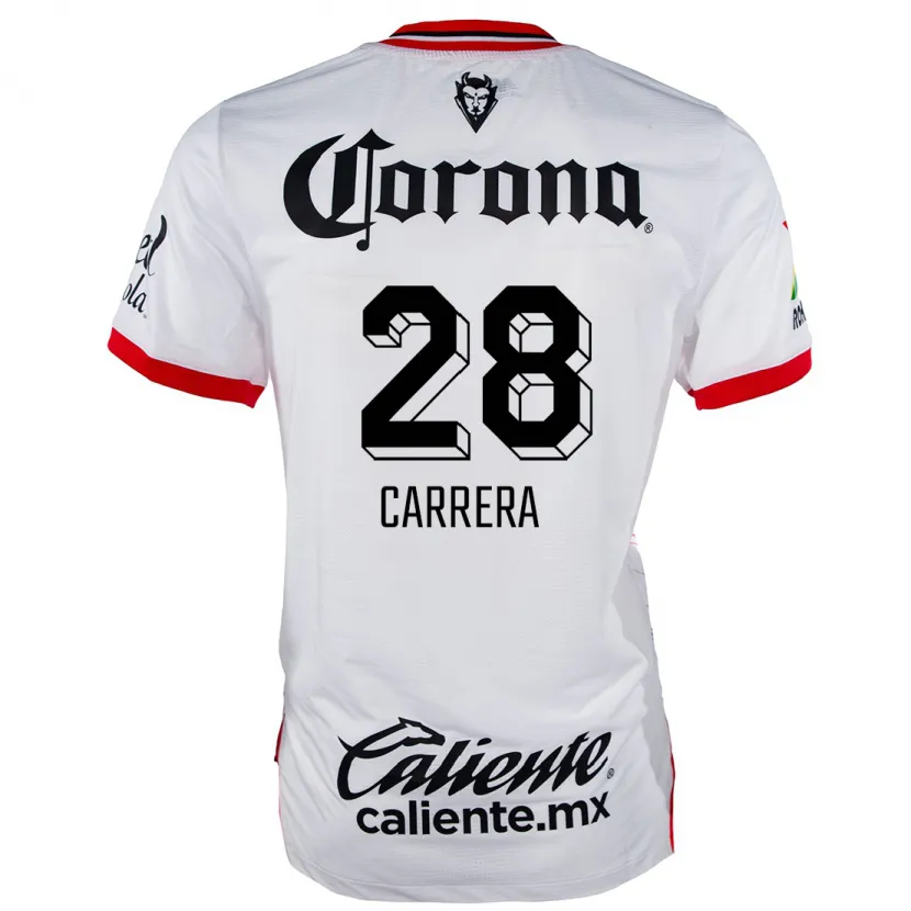 Danxen Kvinnor Nico Carrera #28 Vit Röd Bortatröja Matchtröjor 2024/25 Tröjor T-Tröja