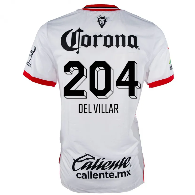 Danxen Kvinnor Everardo Del Villar #204 Vit Röd Bortatröja Matchtröjor 2024/25 Tröjor T-Tröja