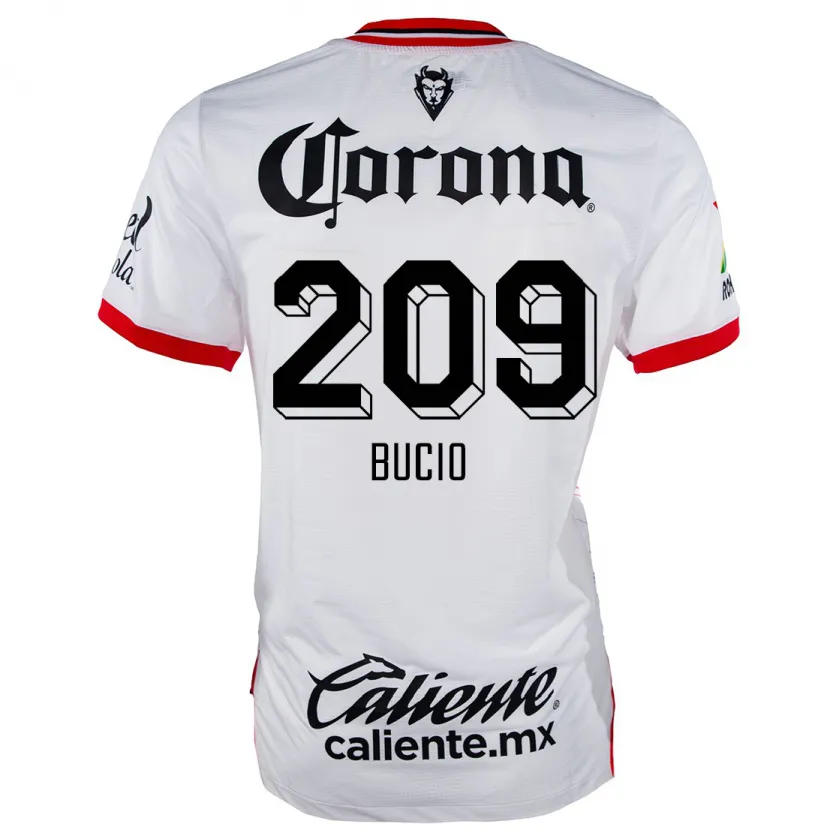 Danxen Kvinnor Sebastián Bucio #209 Vit Röd Bortatröja Matchtröjor 2024/25 Tröjor T-Tröja