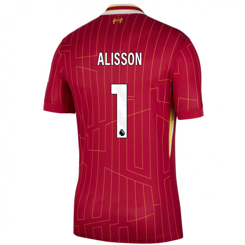 Danxen Barn Alisson #1 Röd Gul Vit Hemmatröja Matchtröjor 2024/25 Tröjor T-Tröja