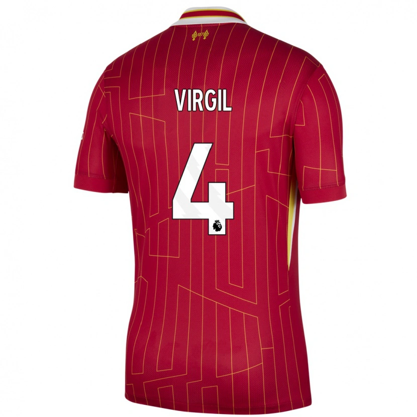 Danxen Barn Virgil Van Dijk #4 Röd Gul Vit Hemmatröja Matchtröjor 2024/25 Tröjor T-Tröja