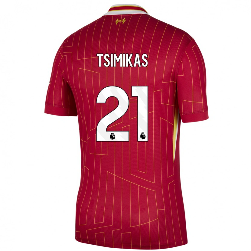 Danxen Barn Konstantinos Tsimikas #21 Röd Gul Vit Hemmatröja Matchtröjor 2024/25 Tröjor T-Tröja