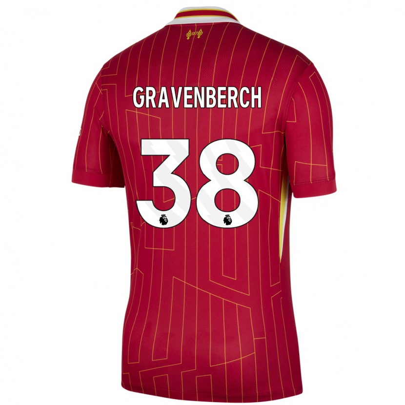 Danxen Barn Ryan Gravenberch #38 Röd Gul Vit Hemmatröja Matchtröjor 2024/25 Tröjor T-Tröja