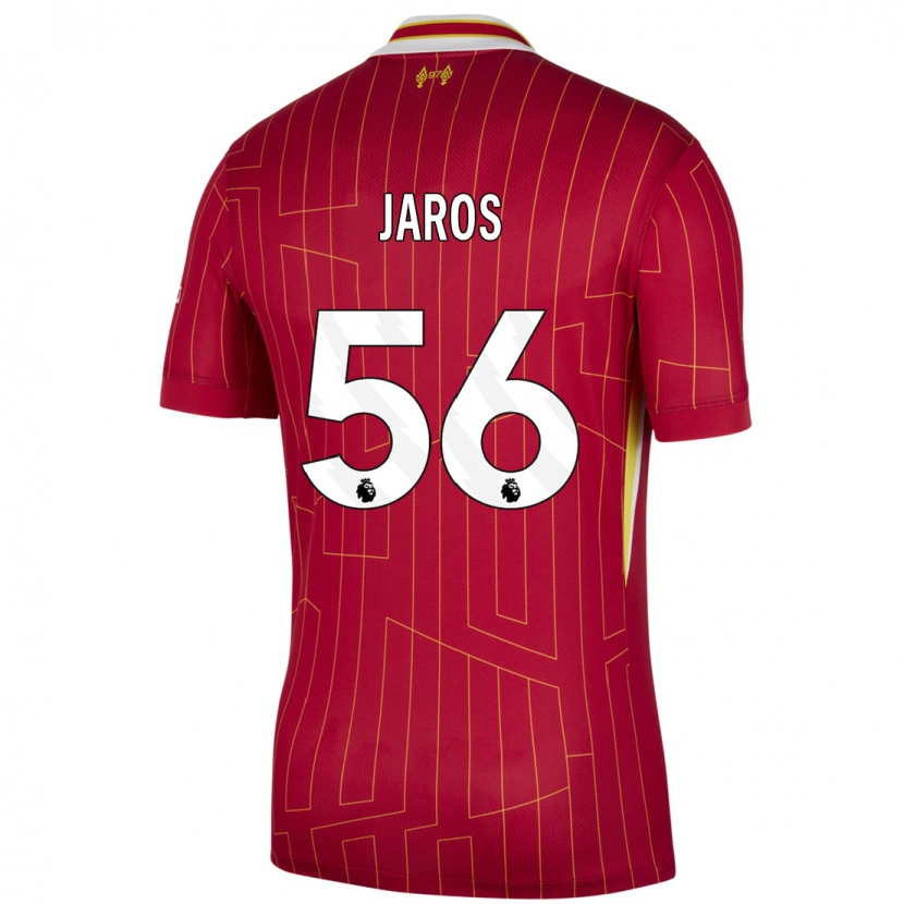 Danxen Barn Vitezslav Jaros #56 Röd Gul Vit Hemmatröja Matchtröjor 2024/25 Tröjor T-Tröja