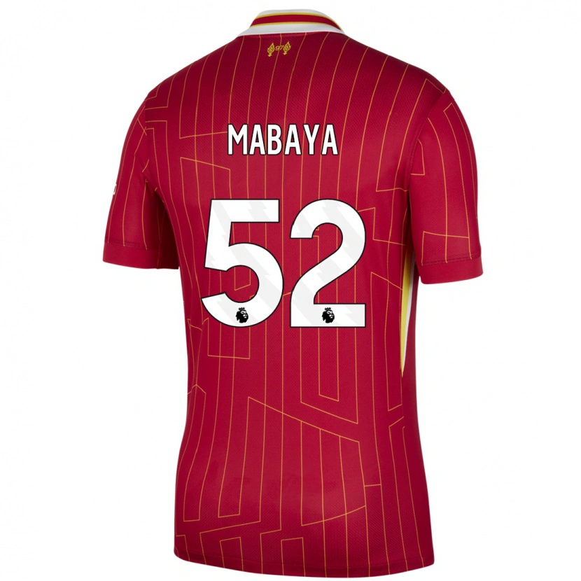 Danxen Barn Isaac Mabaya #52 Röd Gul Vit Hemmatröja Matchtröjor 2024/25 Tröjor T-Tröja