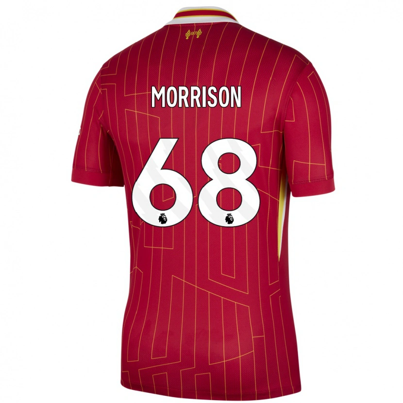 Danxen Barn Kieran Morrison #68 Röd Gul Vit Hemmatröja Matchtröjor 2024/25 Tröjor T-Tröja
