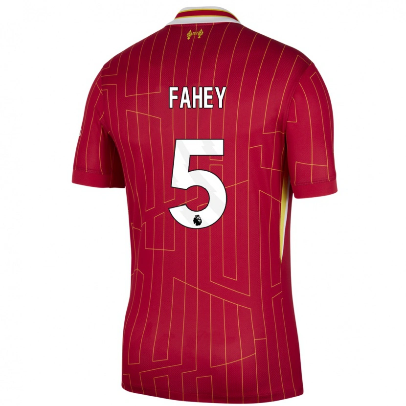 Danxen Barn Niamh Fahey #5 Röd Gul Vit Hemmatröja Matchtröjor 2024/25 Tröjor T-Tröja