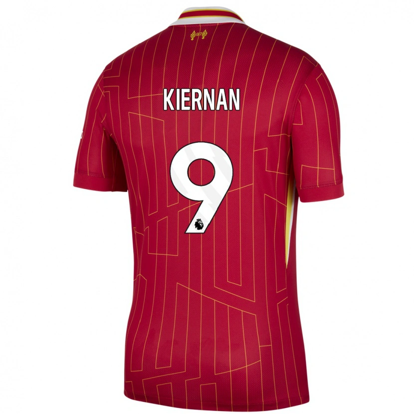 Danxen Barn Leanne Kiernan #9 Röd Gul Vit Hemmatröja Matchtröjor 2024/25 Tröjor T-Tröja