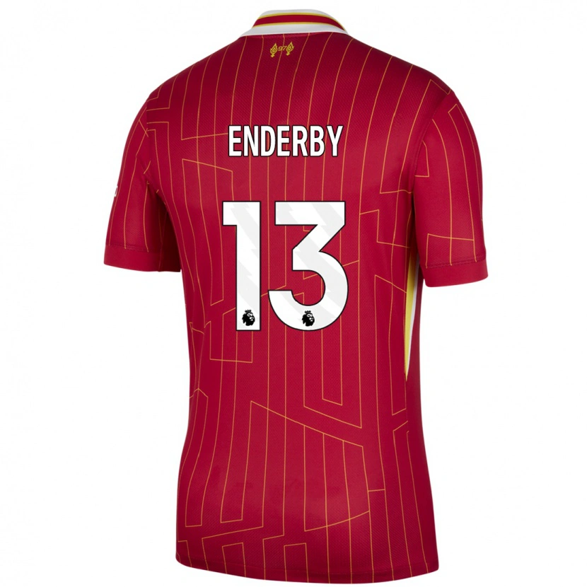 Danxen Barn Mia Enderby #13 Röd Gul Vit Hemmatröja Matchtröjor 2024/25 Tröjor T-Tröja
