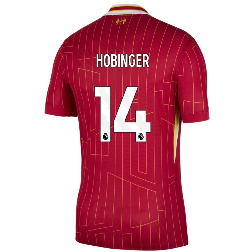 Danxen Barn Marie Höbinger #14 Röd Gul Vit Hemmatröja Matchtröjor 2024/25 Tröjor T-Tröja