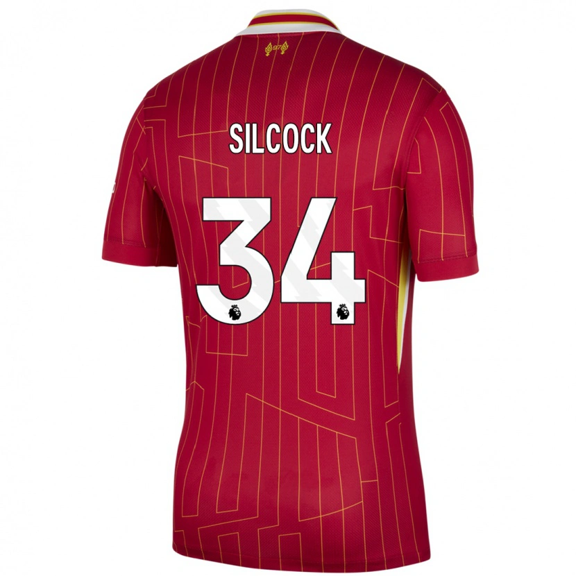 Danxen Barn Hannah Silcock #34 Röd Gul Vit Hemmatröja Matchtröjor 2024/25 Tröjor T-Tröja