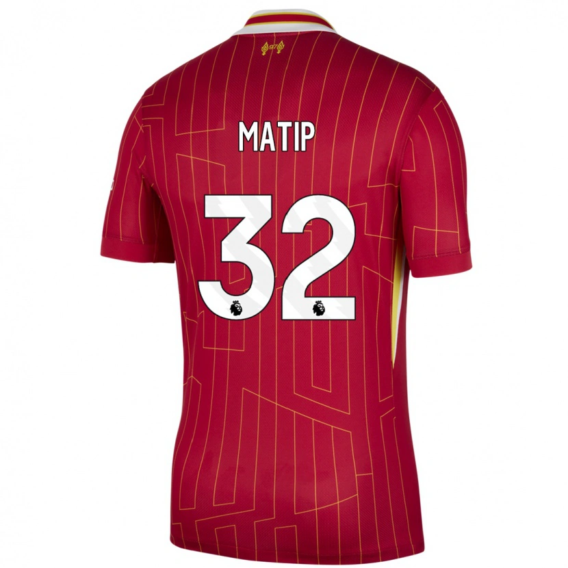 Danxen Barn Joel Matip #32 Röd Gul Vit Hemmatröja Matchtröjor 2024/25 Tröjor T-Tröja
