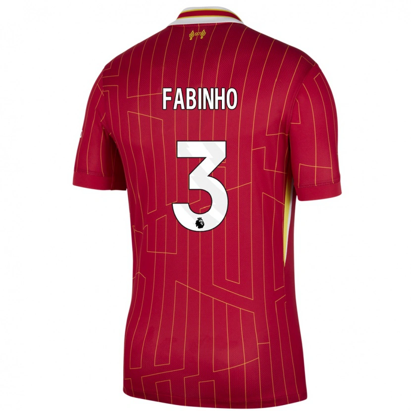 Danxen Barn Fabinho #3 Röd Gul Vit Hemmatröja Matchtröjor 2024/25 Tröjor T-Tröja