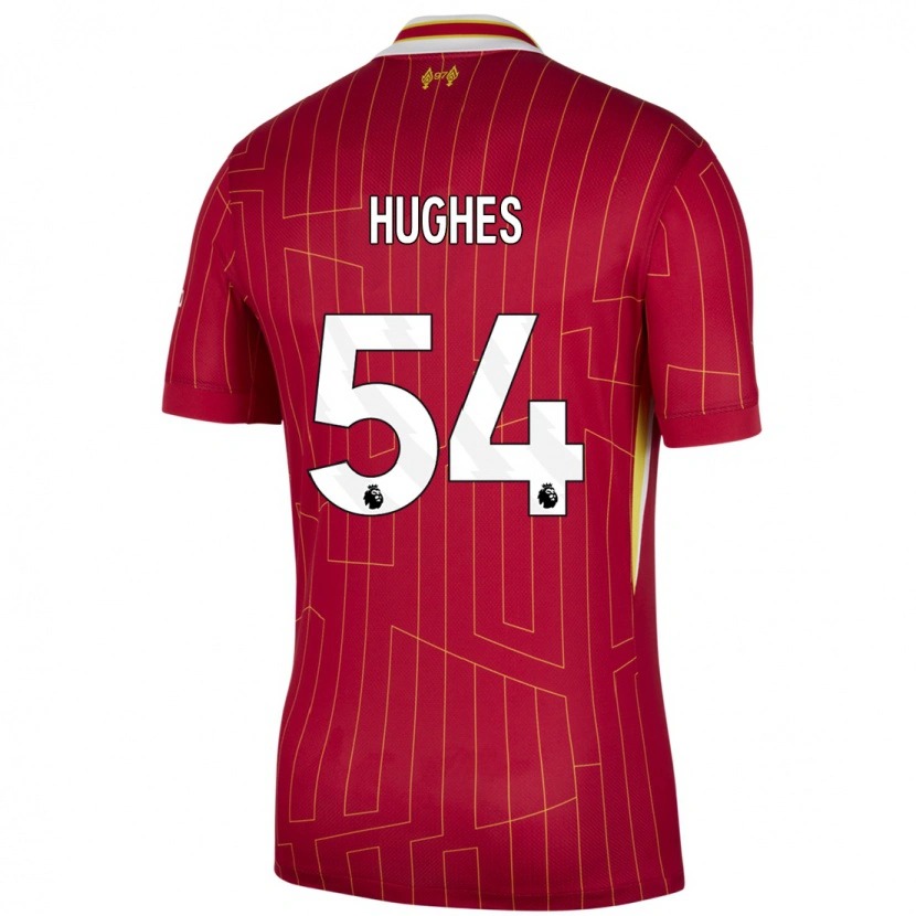 Danxen Barn Liam Hughes #54 Röd Gul Vit Hemmatröja Matchtröjor 2024/25 Tröjor T-Tröja