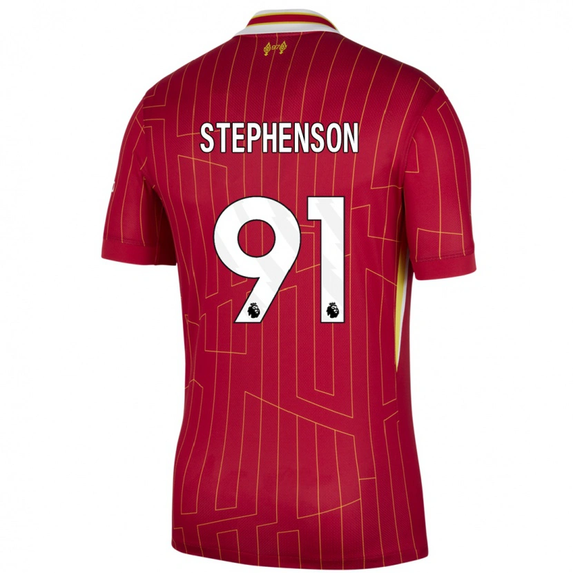 Danxen Barn Luca Stephenson #91 Röd Gul Vit Hemmatröja Matchtröjor 2024/25 Tröjor T-Tröja