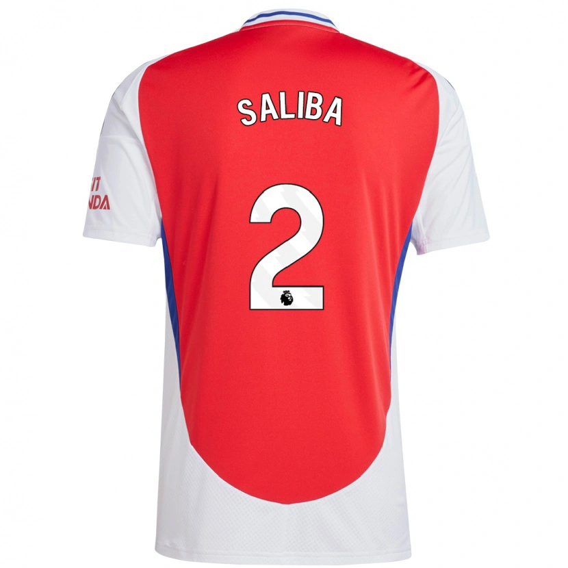 Danxen Barn William Saliba #2 Röd Vit Hemmatröja Matchtröjor 2024/25 Tröjor T-Tröja