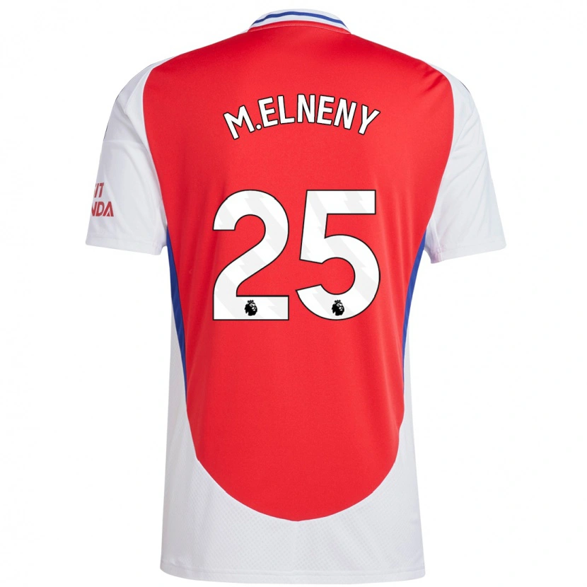 Danxen Barn Mohamed Elneny #25 Röd Vit Hemmatröja Matchtröjor 2024/25 Tröjor T-Tröja