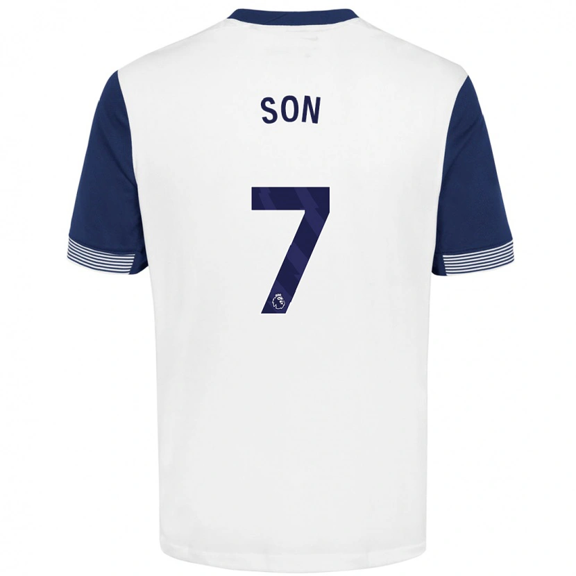 Danxen Barn Heung-Min Son #7 Vit Blå Hemmatröja Matchtröjor 2024/25 Tröjor T-Tröja