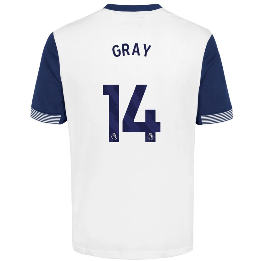 Danxen Barn Archie Gray #14 Vit Blå Hemmatröja Matchtröjor 2024/25 Tröjor T-Tröja