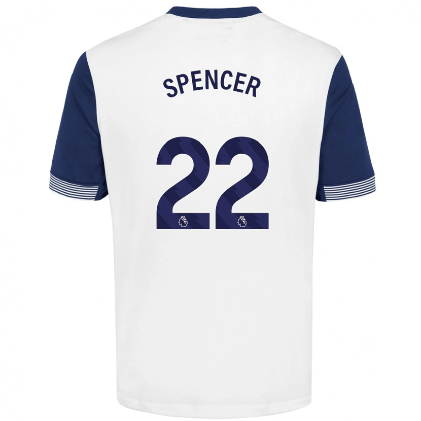 Danxen Barn Rebecca Spencer #22 Vit Blå Hemmatröja Matchtröjor 2024/25 Tröjor T-Tröja