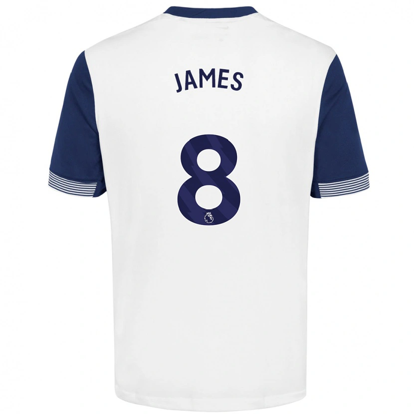 Danxen Barn Angharad James #8 Vit Blå Hemmatröja Matchtröjor 2024/25 Tröjor T-Tröja