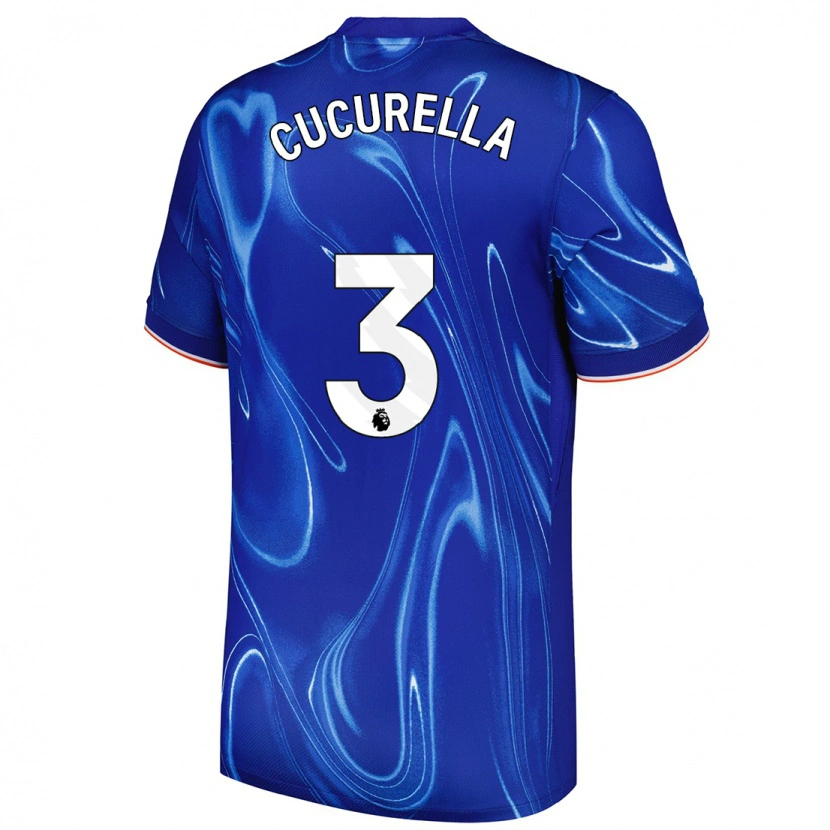 Danxen Barn Marc Cucurella #3 Blå Vit Hemmatröja Matchtröjor 2024/25 Tröjor T-Tröja