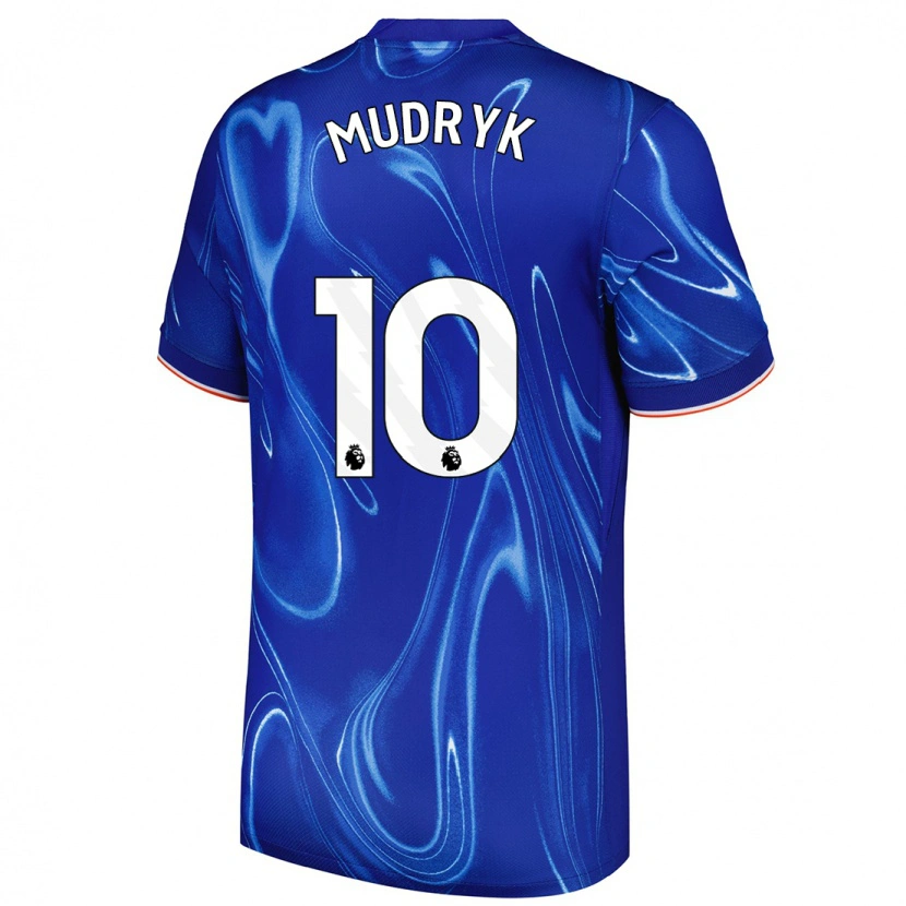 Danxen Barn Mykhaylo Mudryk #10 Blå Vit Hemmatröja Matchtröjor 2024/25 Tröjor T-Tröja