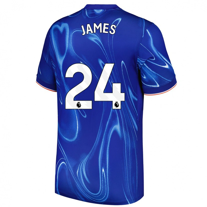 Danxen Barn Reece James #24 Blå Vit Hemmatröja Matchtröjor 2024/25 Tröjor T-Tröja
