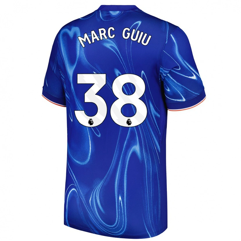 Danxen Barn Marc Guiu #38 Blå Vit Hemmatröja Matchtröjor 2024/25 Tröjor T-Tröja
