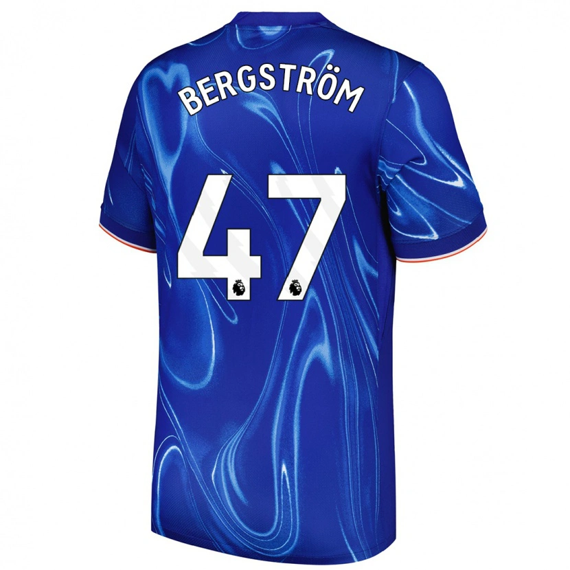Danxen Barn Lucas Bergström #47 Blå Vit Hemmatröja Matchtröjor 2024/25 Tröjor T-Tröja