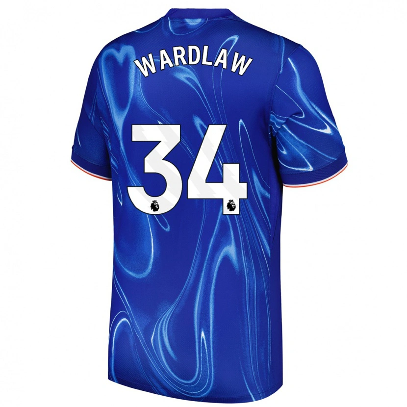 Danxen Barn Charlotte Wardlaw #34 Blå Vit Hemmatröja Matchtröjor 2024/25 Tröjor T-Tröja