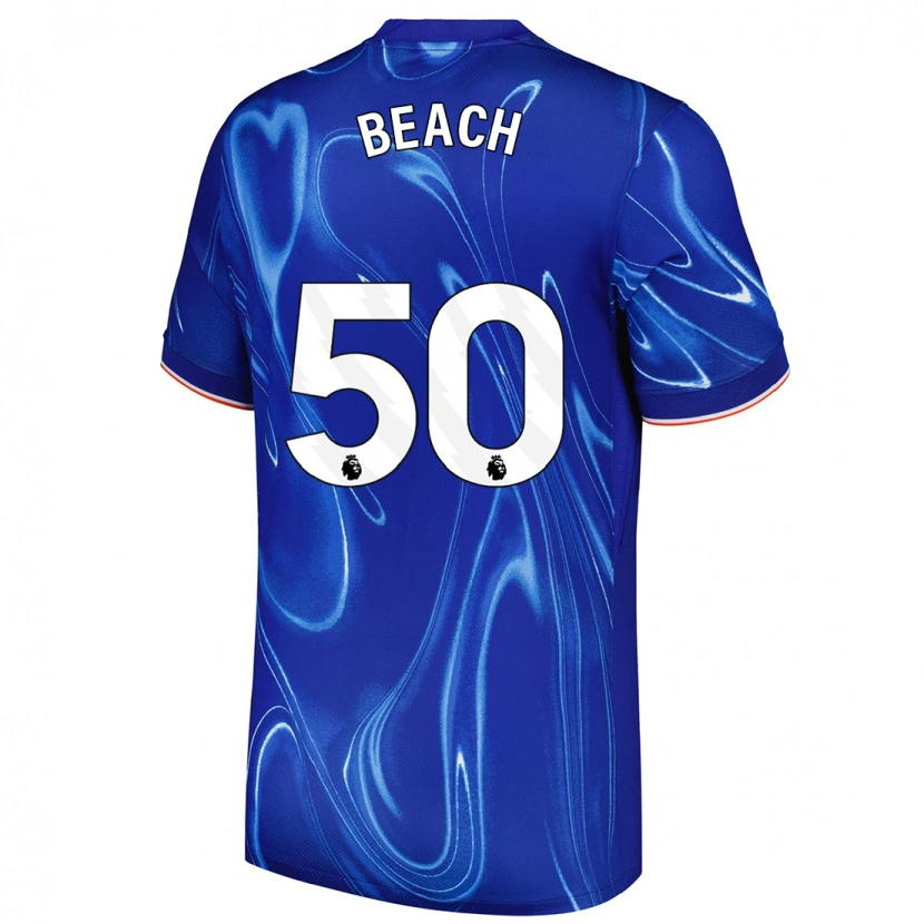 Danxen Barn Eddie Beach #50 Blå Vit Hemmatröja Matchtröjor 2024/25 Tröjor T-Tröja