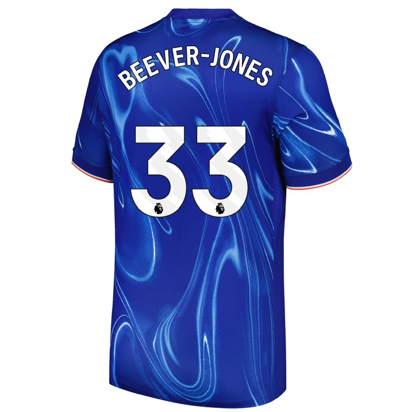 Danxen Barn Aggie Beever-Jones #33 Blå Vit Hemmatröja Matchtröjor 2024/25 Tröjor T-Tröja