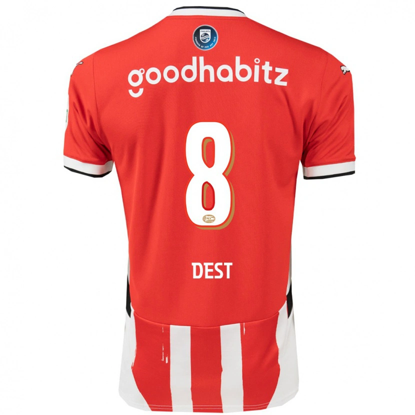 Danxen Barn Sergiño Dest #8 Röd Vit Hemmatröja Matchtröjor 2024/25 Tröjor T-Tröja