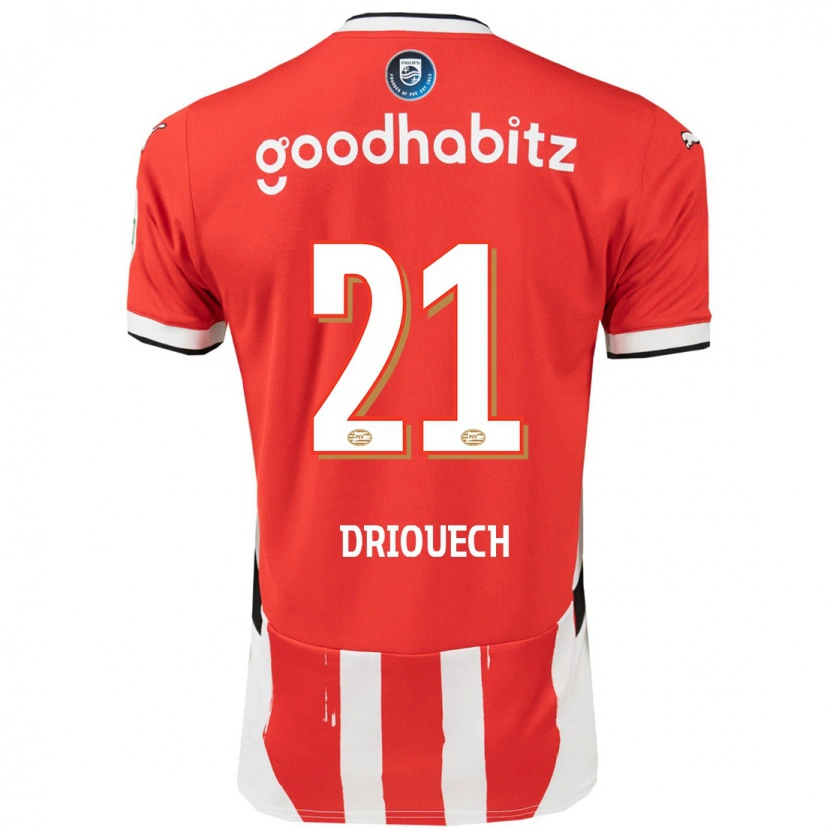 Danxen Barn Couhaib Driouech #21 Röd Vit Hemmatröja Matchtröjor 2024/25 Tröjor T-Tröja