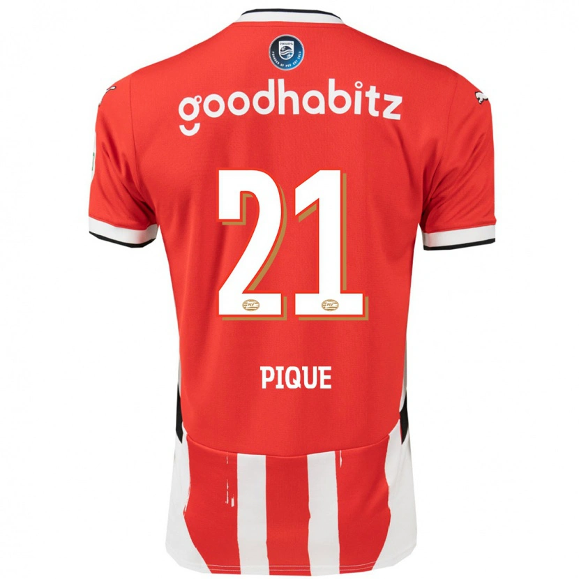 Danxen Barn Naomi Piqué #21 Röd Vit Hemmatröja Matchtröjor 2024/25 Tröjor T-Tröja