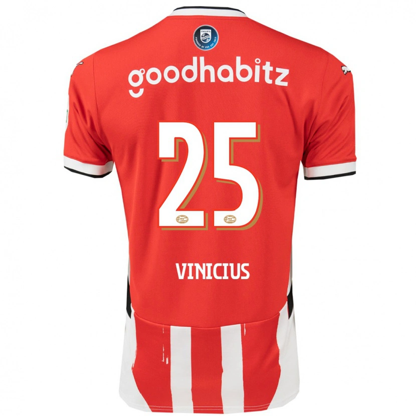 Danxen Barn Carlos Vinicius #25 Röd Vit Hemmatröja Matchtröjor 2024/25 Tröjor T-Tröja
