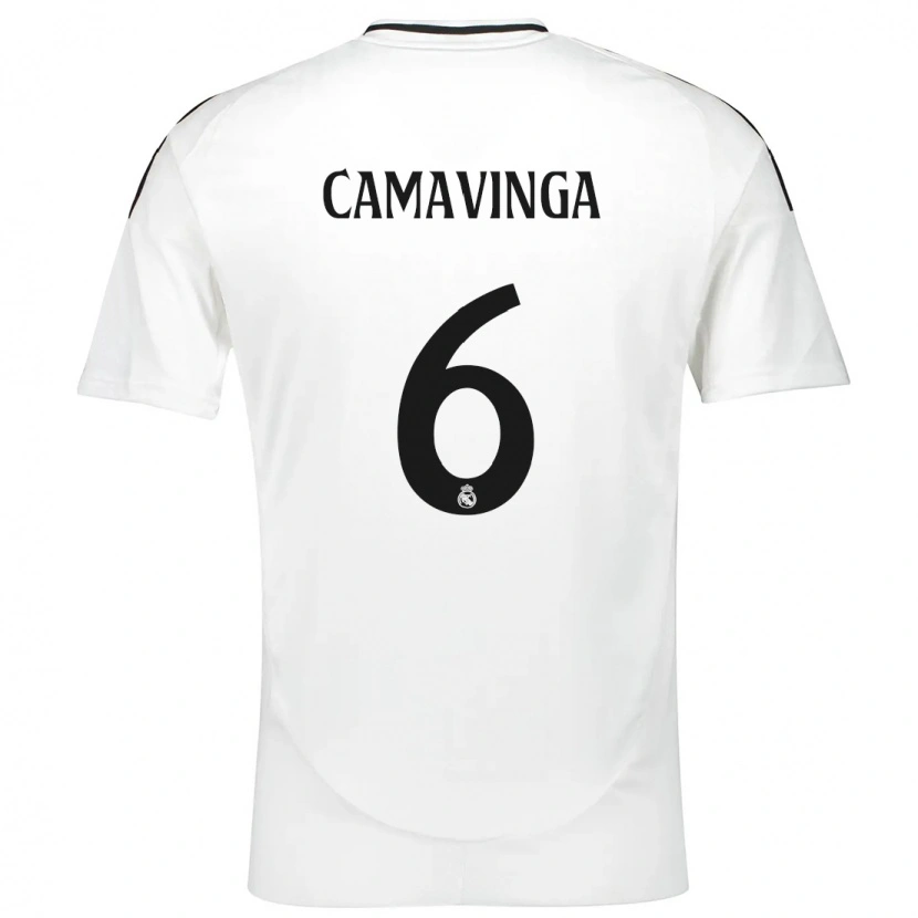 Danxen Barn Eduardo Camavinga #6 Vit Hemmatröja Matchtröjor 2024/25 Tröjor T-Tröja