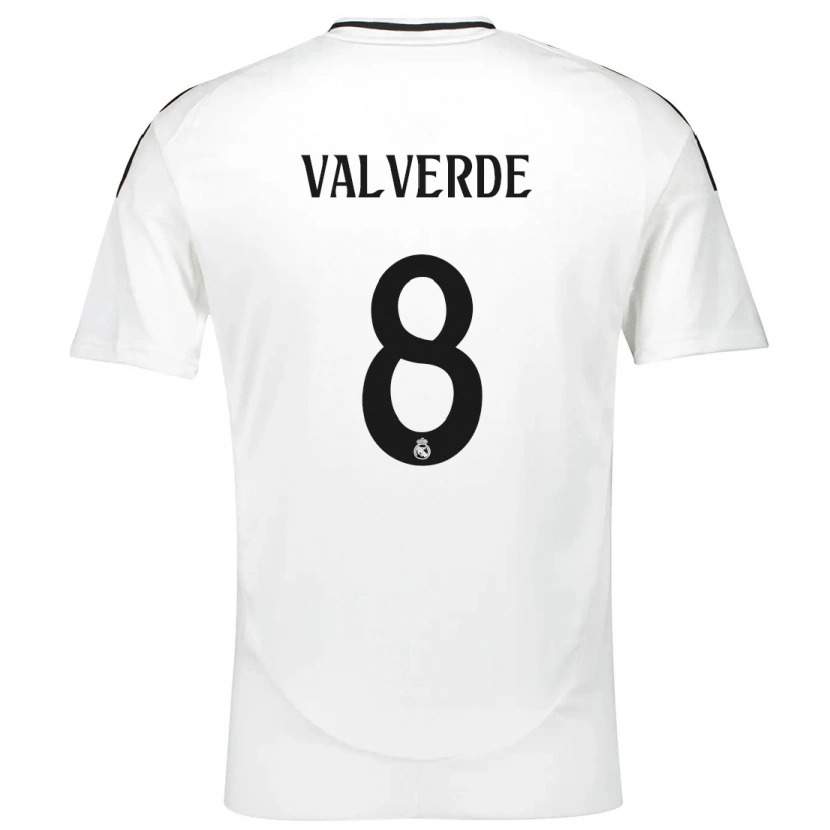 Danxen Barn Federico Valverde #8 Vit Hemmatröja Matchtröjor 2024/25 Tröjor T-Tröja
