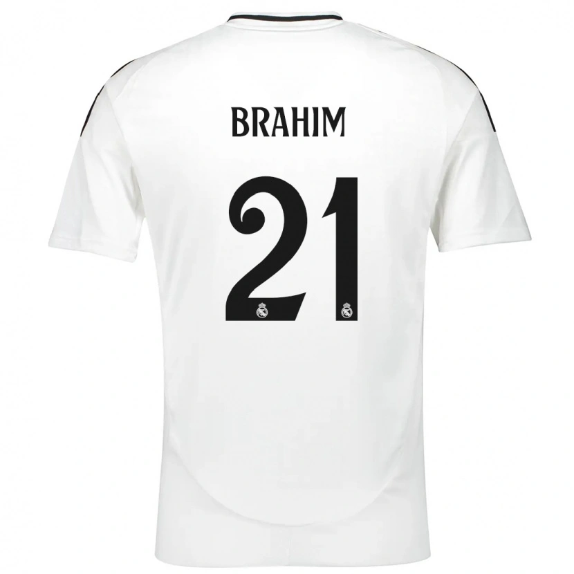 Danxen Barn Brahim Díaz #21 Vit Hemmatröja Matchtröjor 2024/25 Tröjor T-Tröja