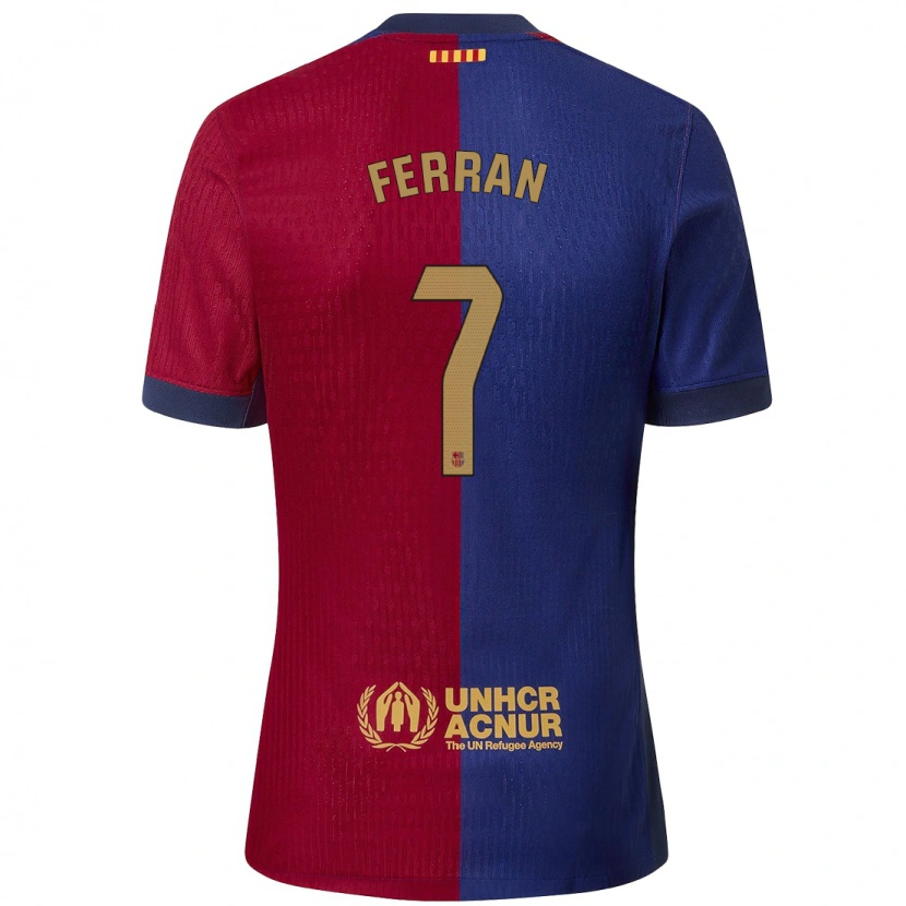Danxen Barn Ferran Torres #7 Blå Röd Hemmatröja Matchtröjor 2024/25 Tröjor T-Tröja
