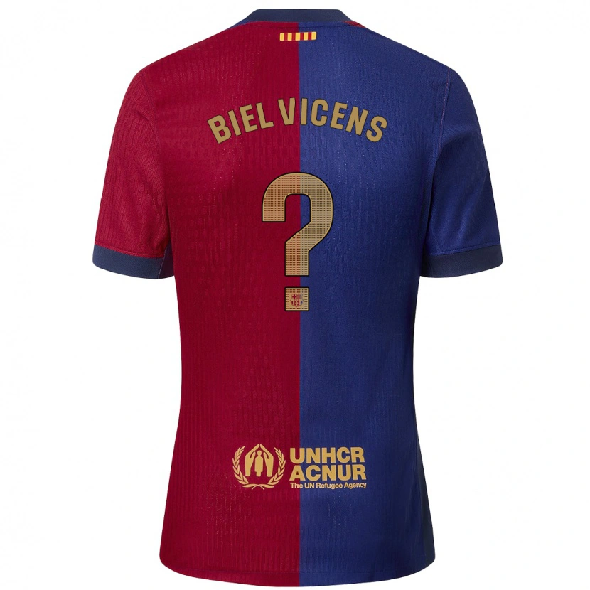 Danxen Barn Biel Vicens #0 Blå Röd Hemmatröja Matchtröjor 2024/25 Tröjor T-Tröja