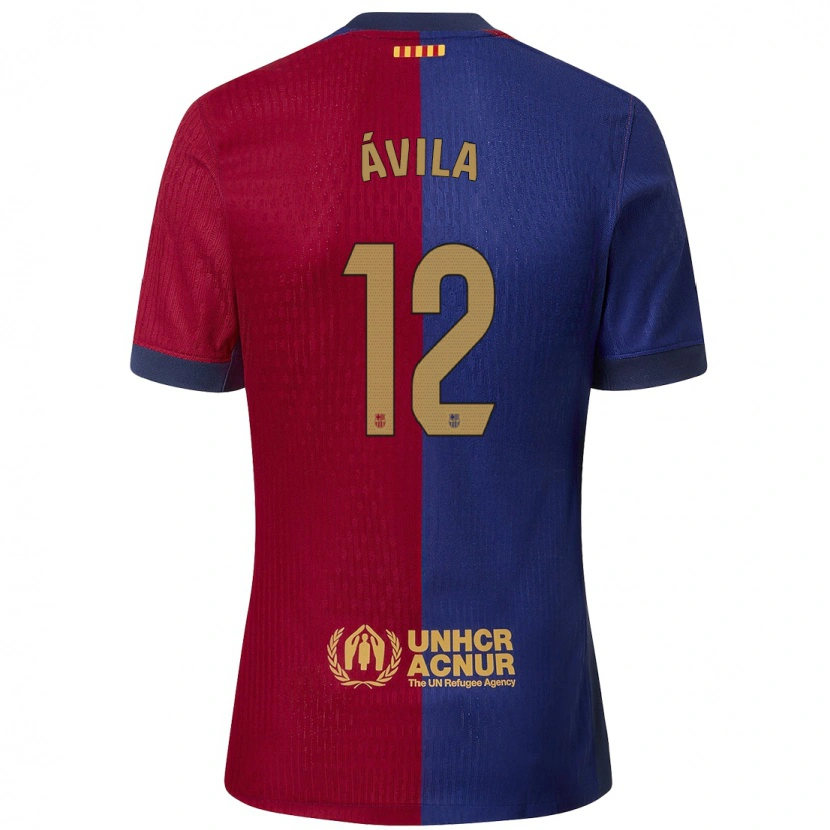 Danxen Barn Dani Ávila #12 Blå Röd Hemmatröja Matchtröjor 2024/25 Tröjor T-Tröja