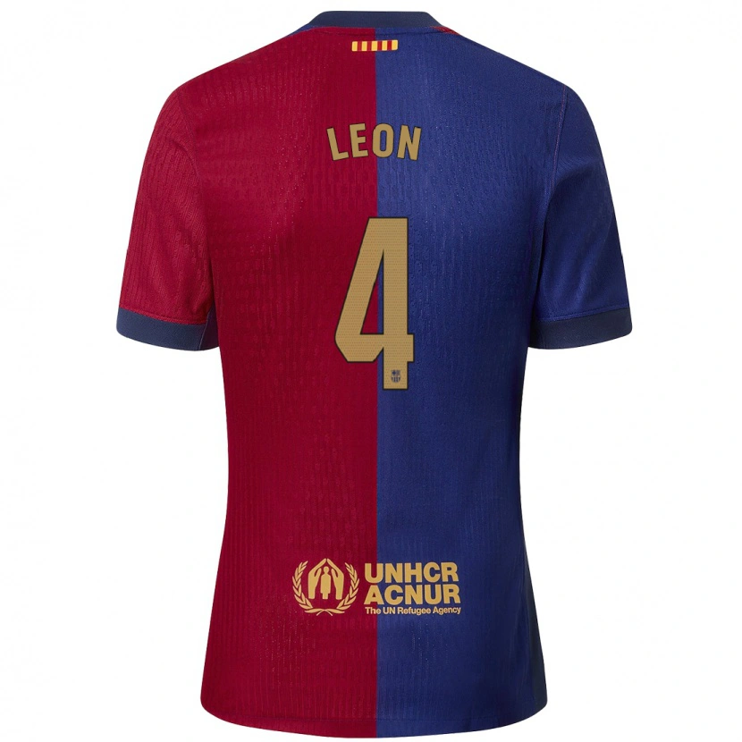 Danxen Barn Mapi León #4 Blå Röd Hemmatröja Matchtröjor 2024/25 Tröjor T-Tröja