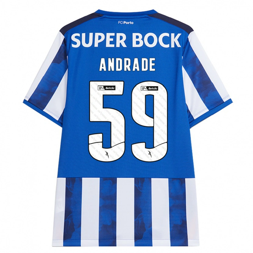 Danxen Barn Tiago Andrade #59 Blå Vit Hemmatröja Matchtröjor 2024/25 Tröjor T-Tröja