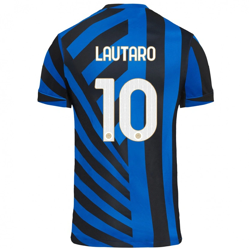 Danxen Barn Lautaro Martínez #10 Blå Svart Hemmatröja Matchtröjor 2024/25 Tröjor T-Tröja