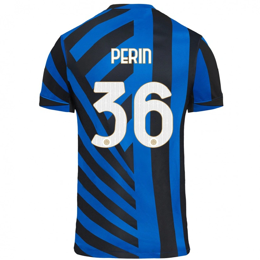 Danxen Barn Nicolo Perin #36 Blå Svart Hemmatröja Matchtröjor 2024/25 Tröjor T-Tröja